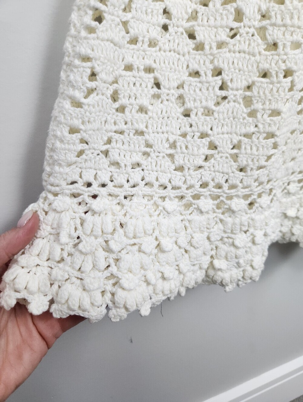 🆕 Anthropologie Britannia Crochet Midi White Summer Dress Sz M Boho Open Knit - Picture 4 of 15